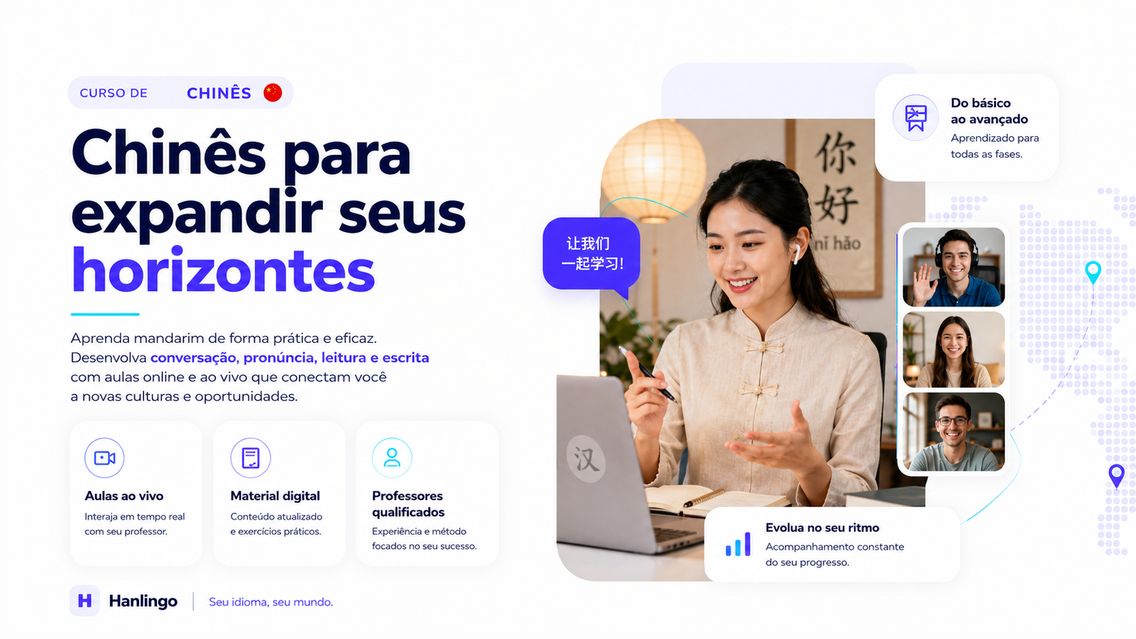 Banner promocional do curso de chinês da Hanlingo